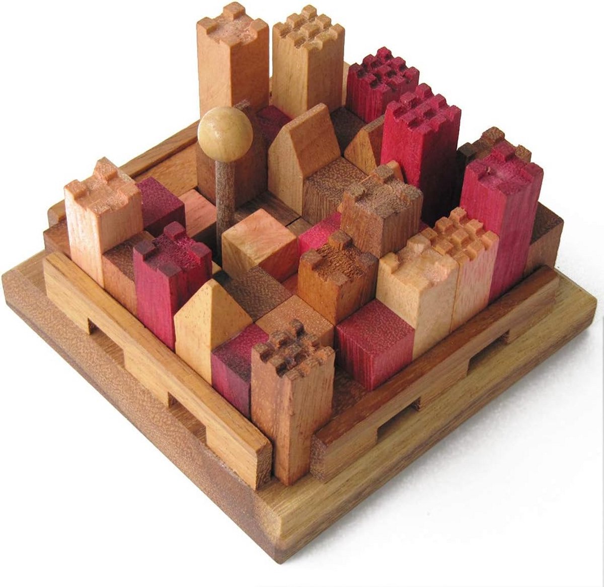 Houten Hoofdbreker Puzzel voor Volwassenen en Ouderen - Uitdagende Stadsbouw Puzzel vanaf 10 Jaar