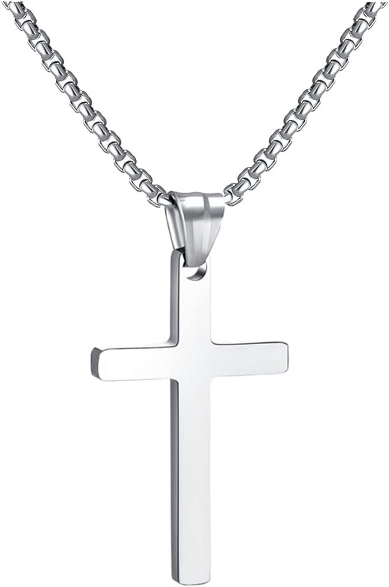 Heren en Dames Kruis Hanger Ketting in Roestvrij Staal - Verschillende Kleuren