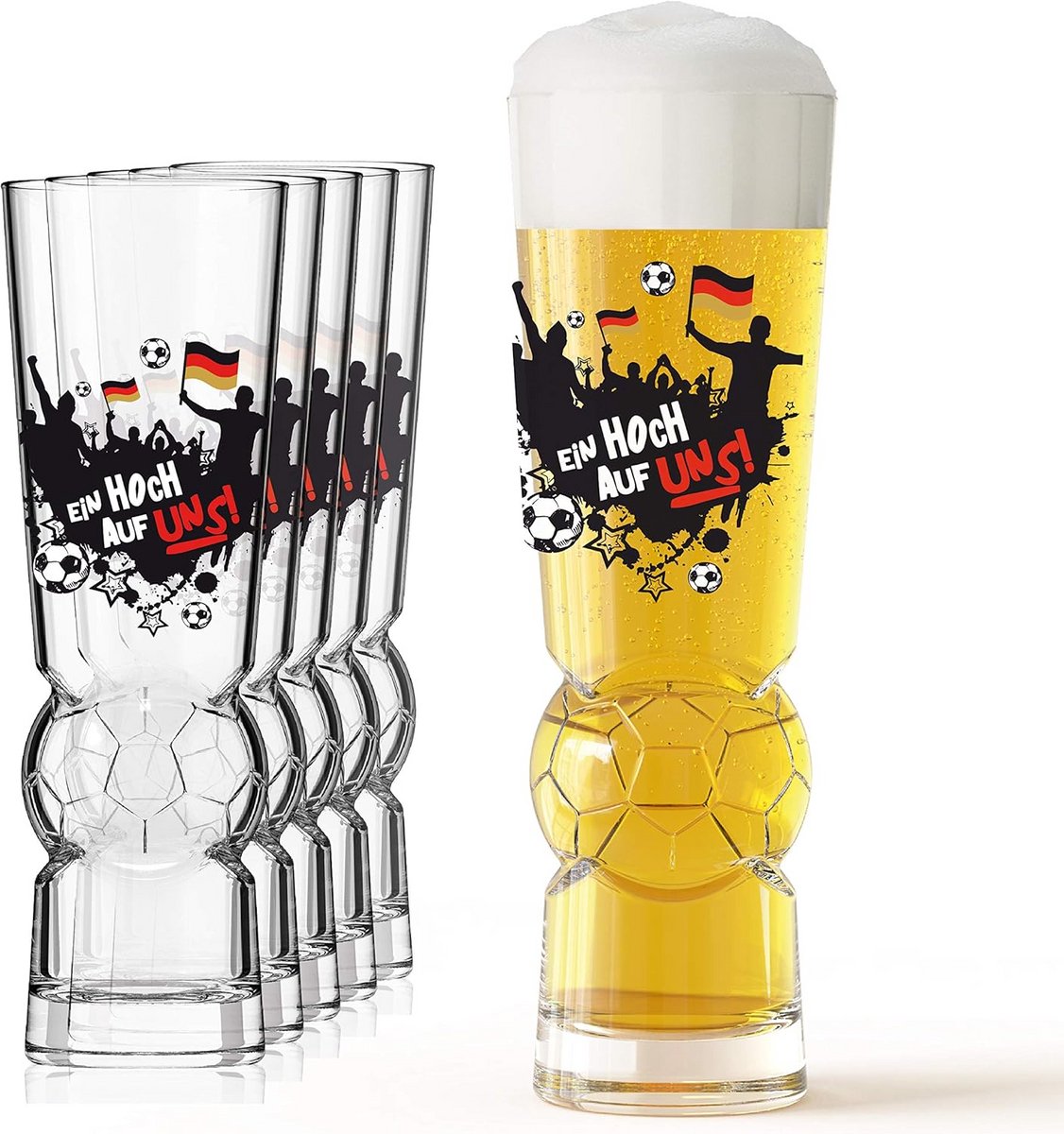 Set van 6 Bierglazen met Voetbalthema 0,3L