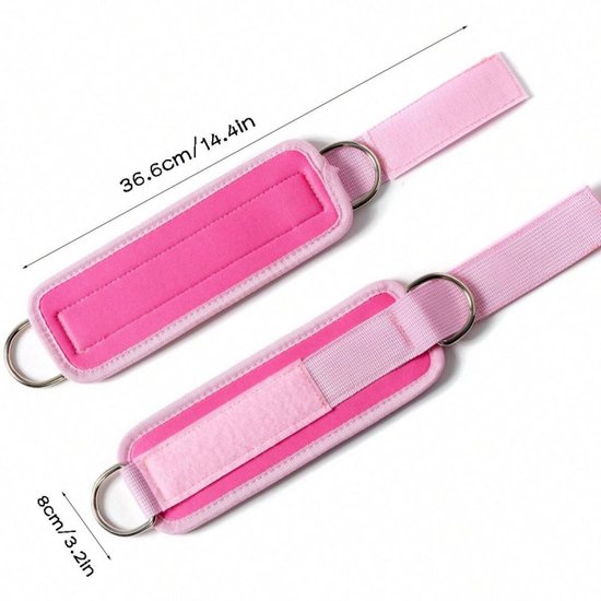 6-delige enkelweerstandsbandenset - Fitness enkelband met 2 haken voor been- en bilspieroefeningen - Roze kleurverloop (3 banden, inclusief een paar normale roze voethoezen met zwarte gespen) - Roze — afbeelding 5