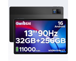 DOOGEE Tablet U13 - Android 16 - Tablet met 13 inch 90Hz FHD-scherm - 32GB RAM + 256GB ROM/2TB - 11000mAh/18W - 4 luidsprekers - 13MP + 5MP - 2.4G/5G WiFi - Widevine L1 - Bluetooth 5.0 - OTG - GPS - Face ID