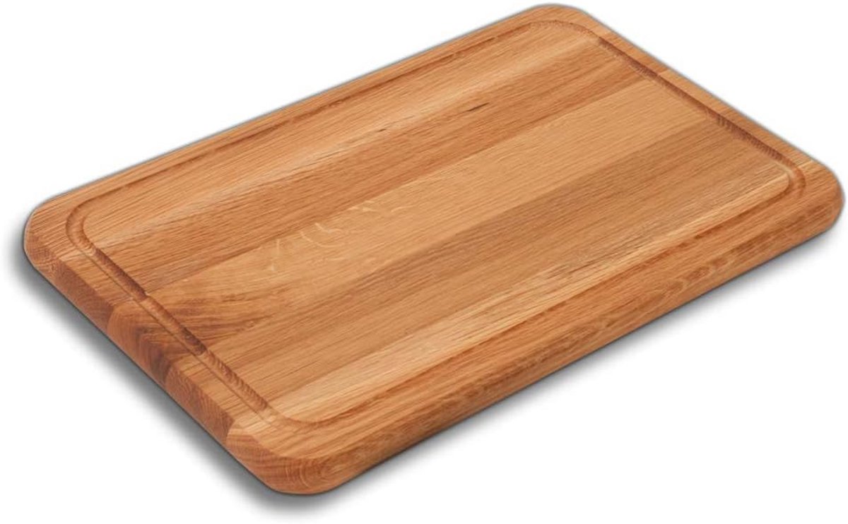 Ronde Rechthoekige Houten Snijplank van Eikenhout met Sapgoot (40 cm)
