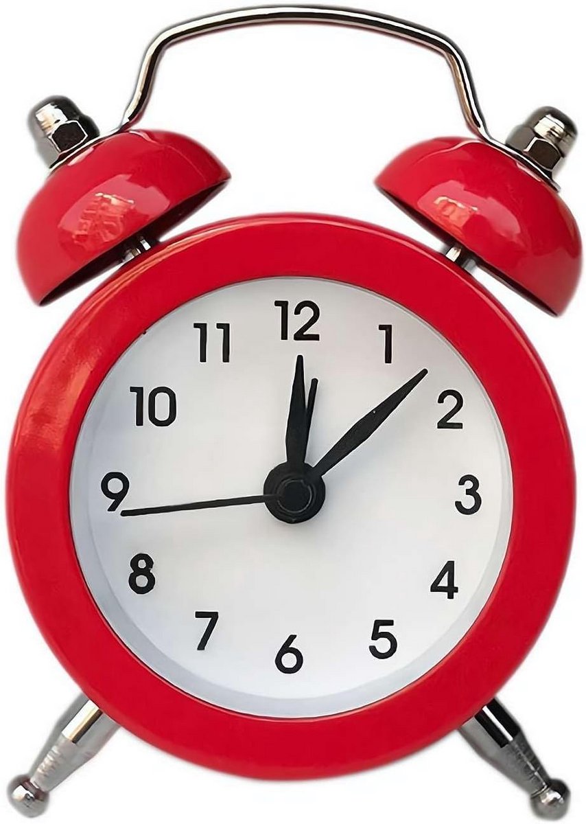 Kleine Tafelwekker met Dubbele Bel, Luid Analoog Alarm, Compact Formaat