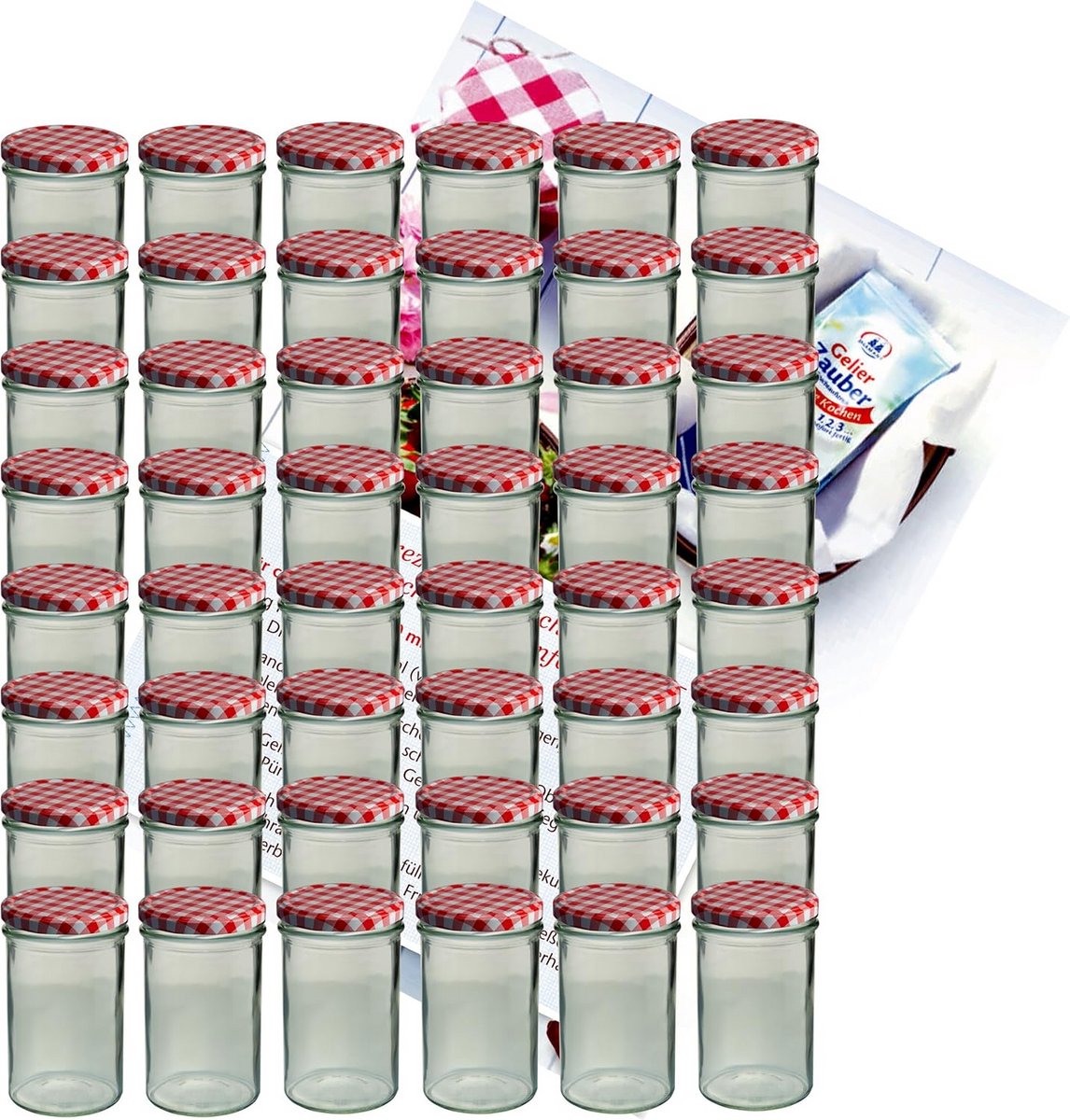 Set van 48 Glazen Potten 435 ml met Deksel voor Jam, Inmaken en Bewaren - Hittebestendig