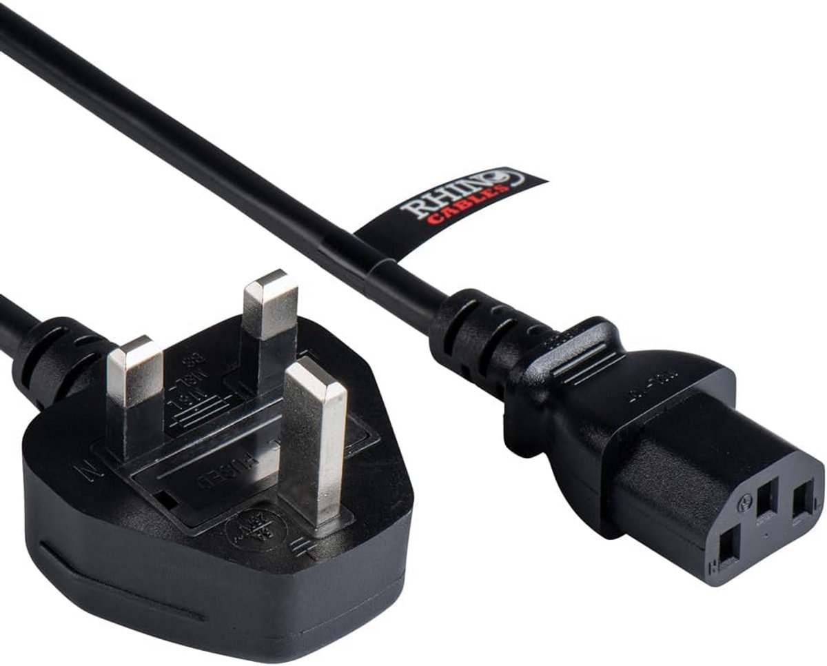 Verlengsnoer IEC C13 met UK Stekker voor PC, Monitor en Huishoudelijke Apparatuur - Zwart (10 meter)