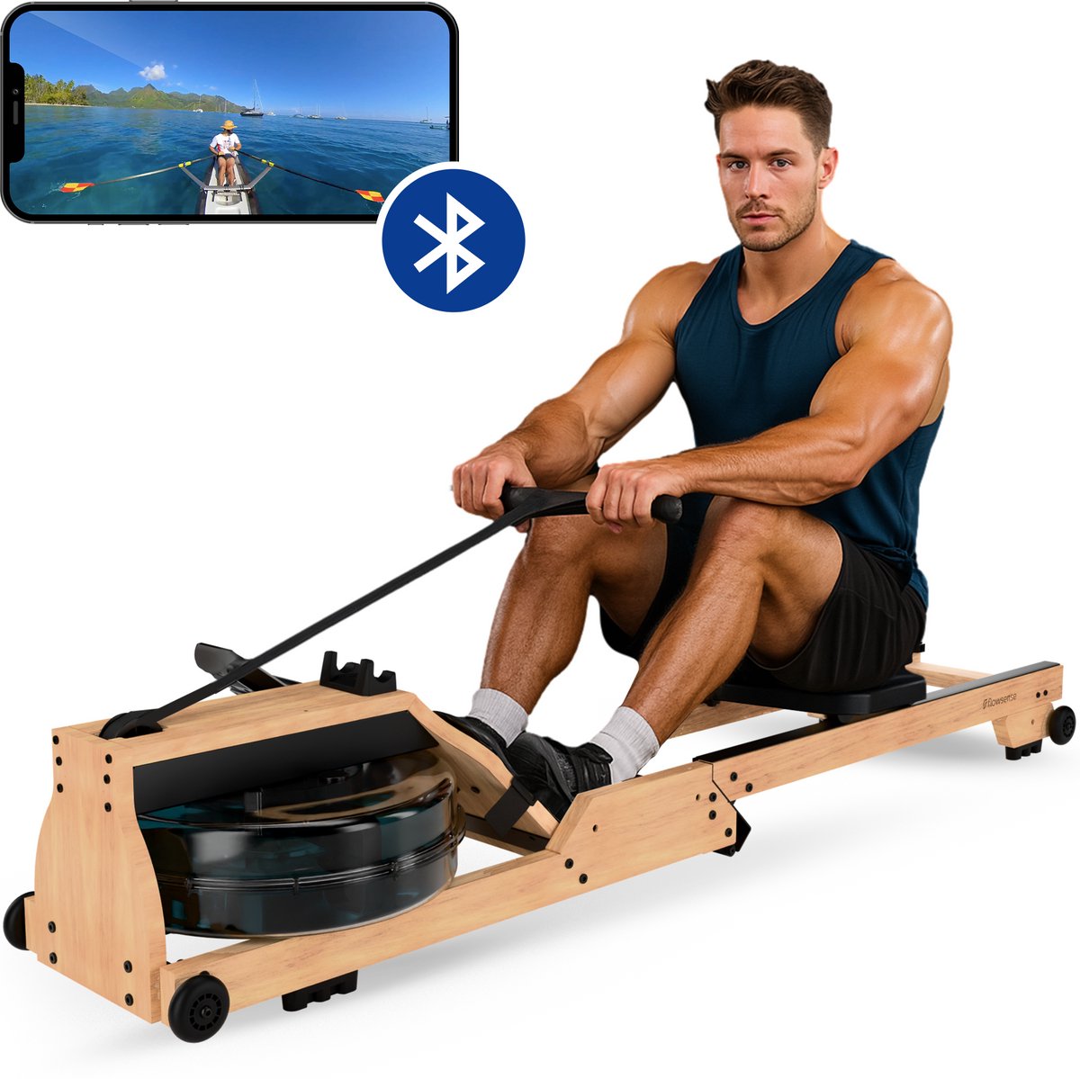 Flowsense RowForge Roeimachine Inklapbaar Hout Max 140KG