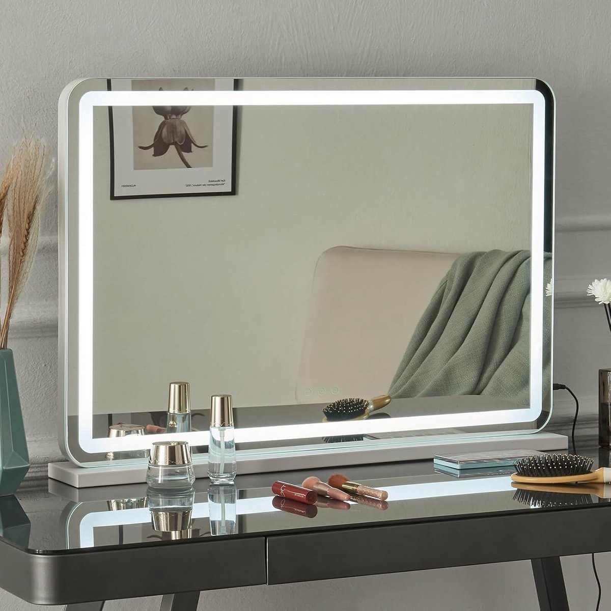 Grote Make-upspiegel met Verlichting en 3 Lichtkleuren voor Kaptafel