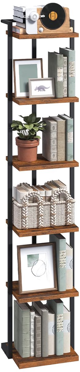 Unyqoos Vintage bruine boekenkast met 6 planken voor elke kamer in huis