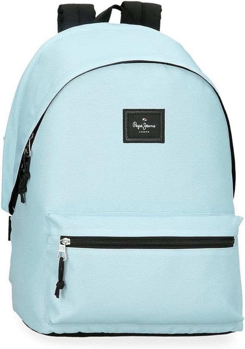Lichtblauwe Laptop Rugzak met Dubbel Vak - 31x44x17,5 cm Schooltas