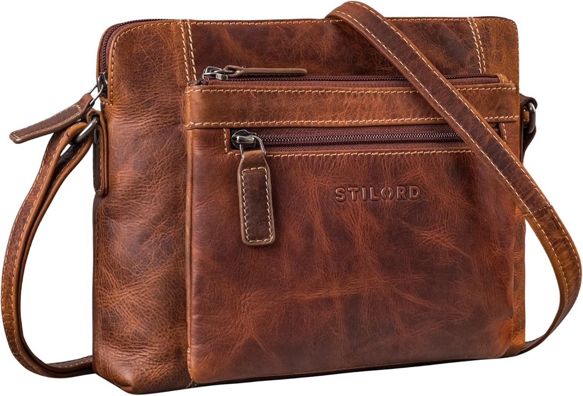Kleine Leren Schoudertas Dames - Geschikt voor Tablet tot 10 Inch