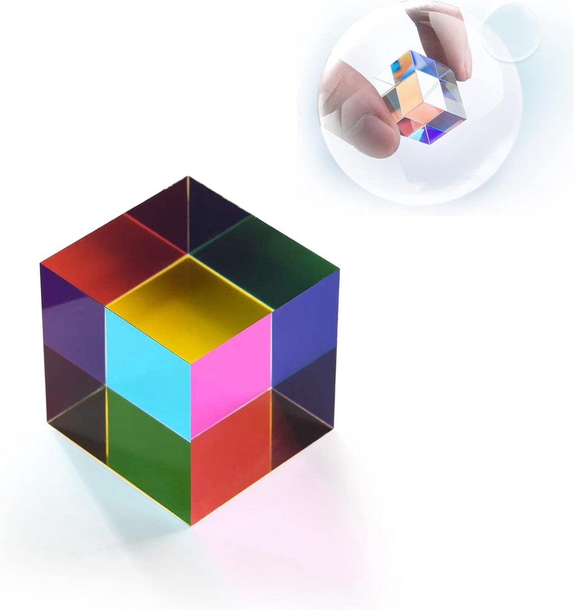 Optische Kubus Prisma van Glas voor Lichtbreking en Kleurenspectrum Experimenten