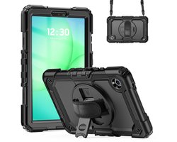 Accezz Tablet Hoes - Convient pour Samsung Galaxy Tab A11 / A9 8.7 inch - Rugged Backcover Shoulder Strap - Zwart