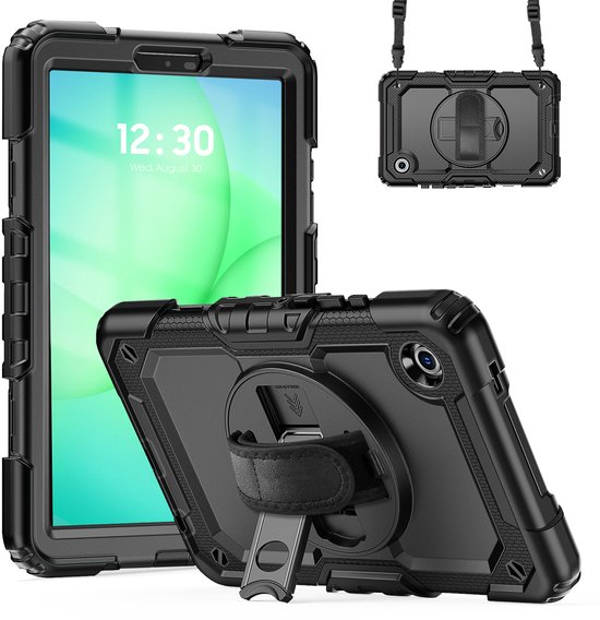 Accezz Tablet Hoes - Convient pour Samsung Galaxy Tab A11 / A9 8.7 inch - Rugged Backcover Shoulder Strap - Zwart