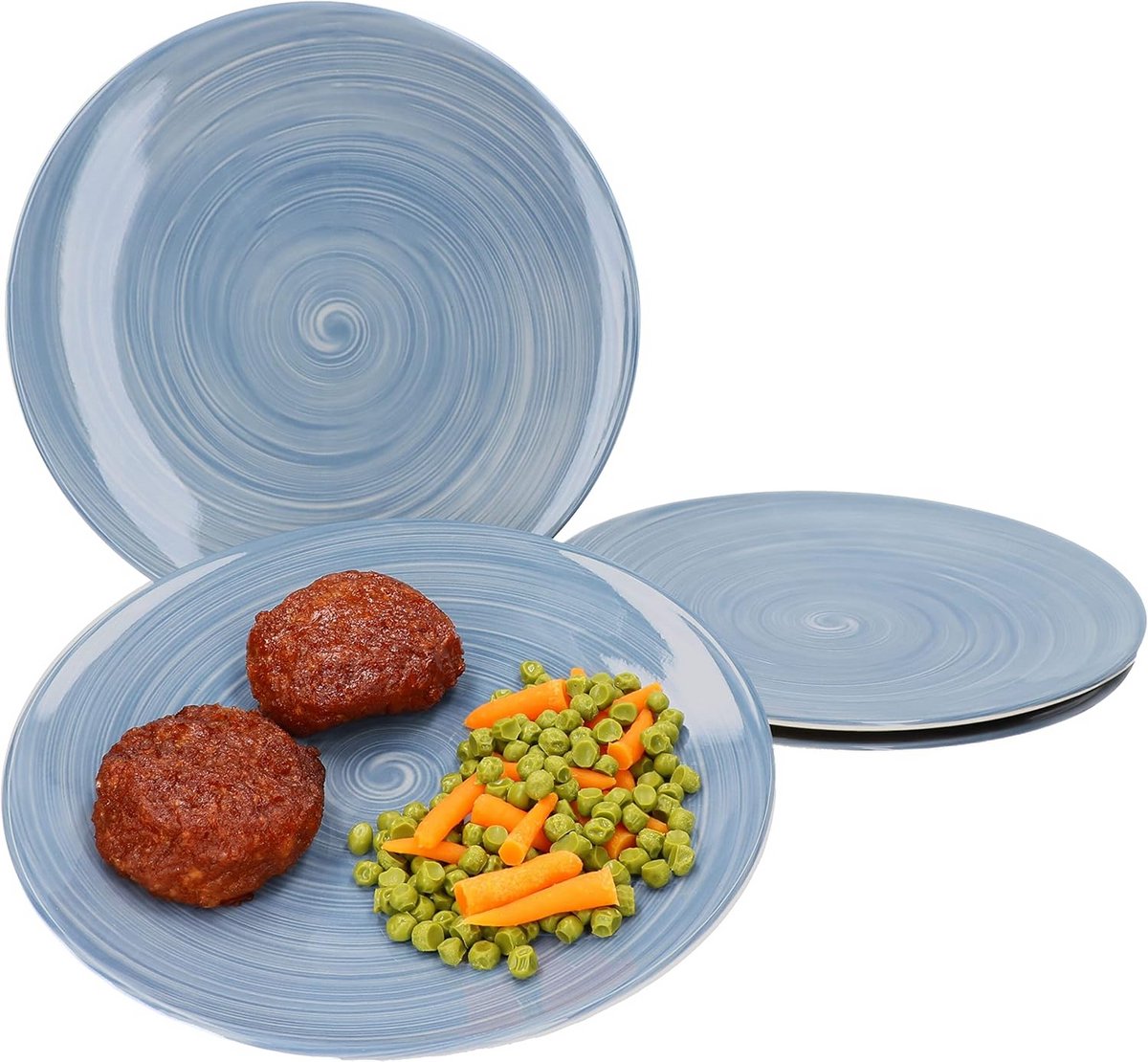 Platte borden 26,5 cm set van 4 - maritiem design met blauwe decoratie