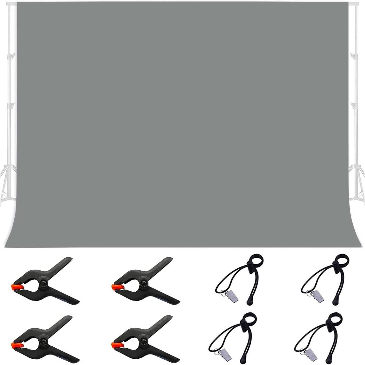Grijze Fotografie Achtergronddoek 3x2m - Polyester Studio Backdrop met Klemmen