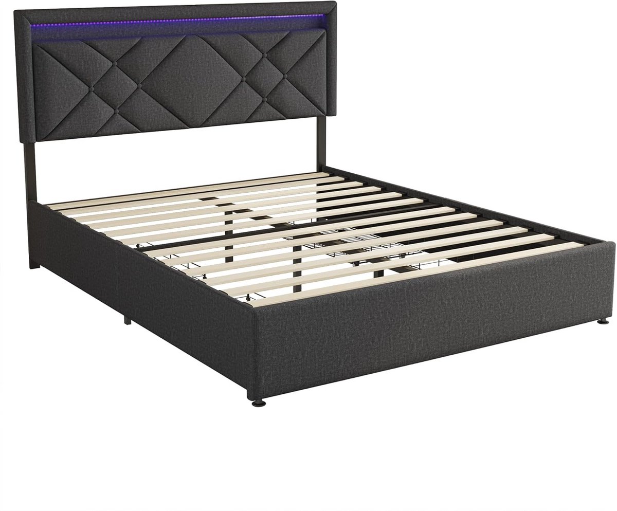 Tweepersoonsbed 160x200 met Opbergruimte en LED Hoofdeinde - Verstelbaar