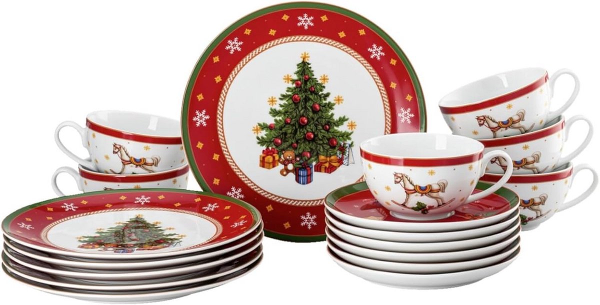 Porselein koffieservies 18 delig Happy Wintertime
