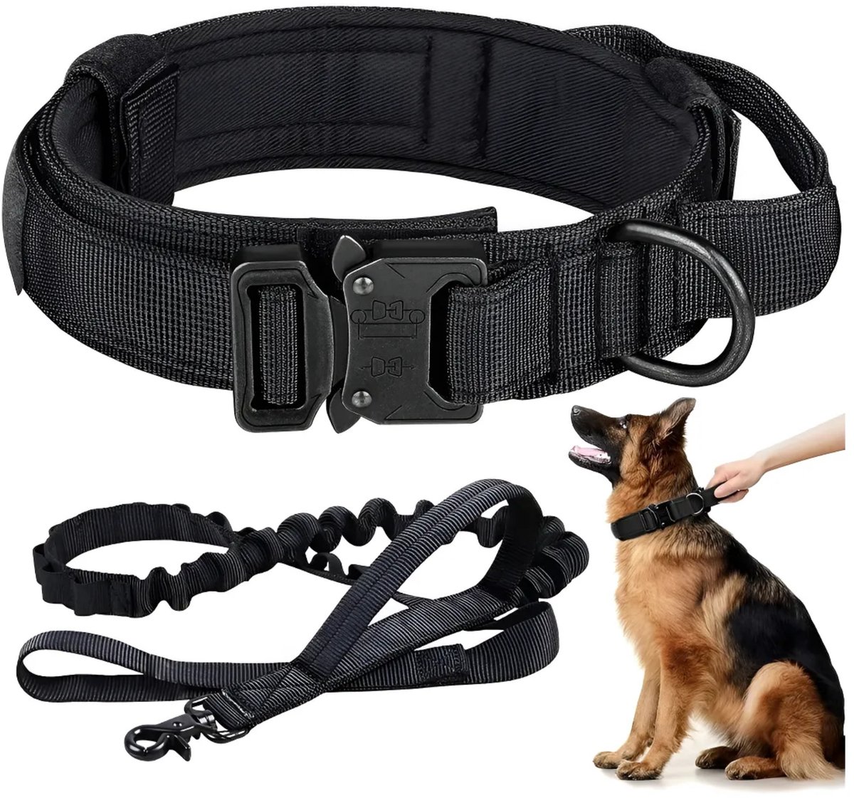 Pro Halsband - Hals 36-48 CM - Hondenhalsband - Hondenhalsband en riemset voor middel en grote honden - M - Zwart