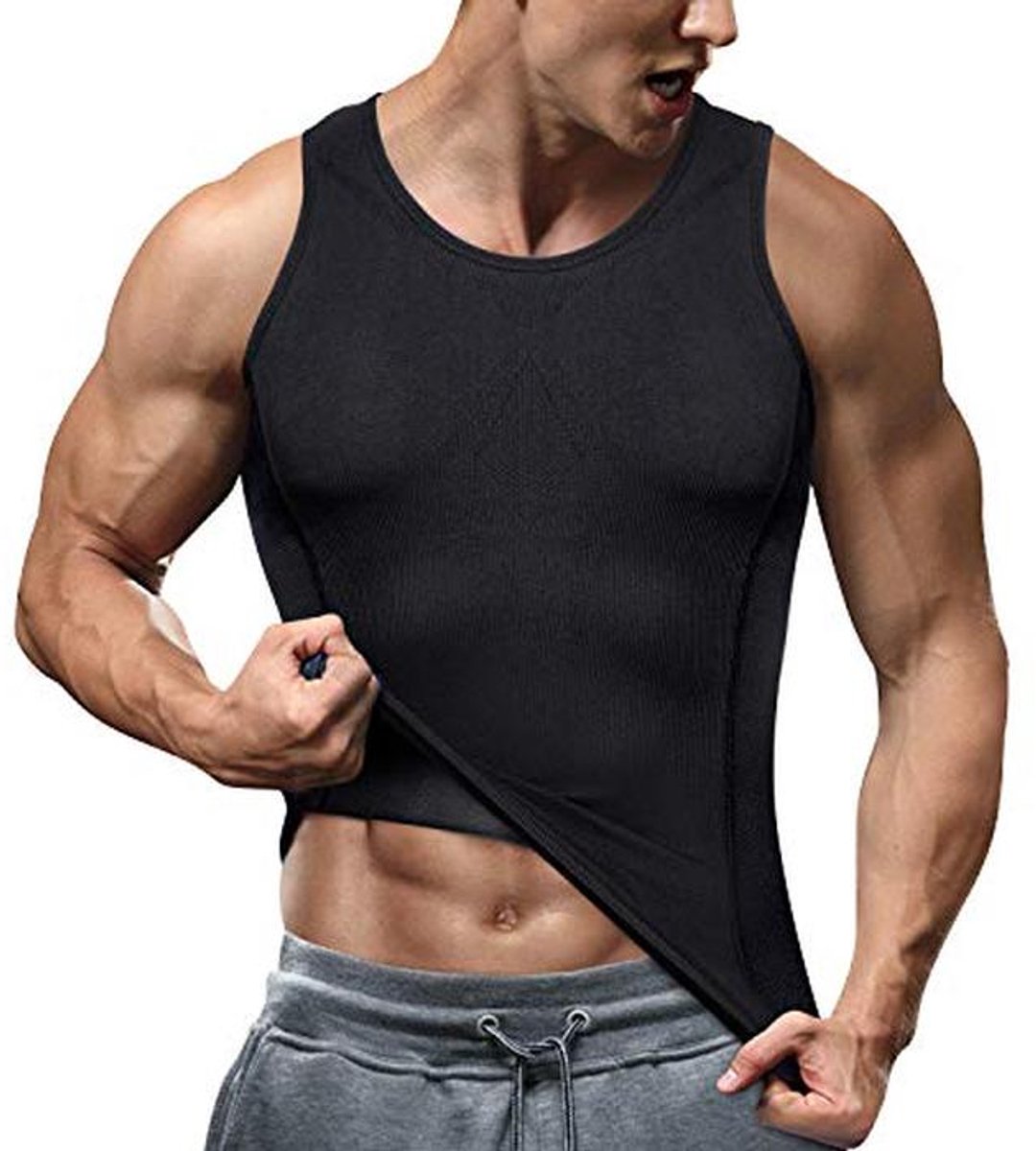 Figuurvormende Tanktop voor Heren - Afslankend Effect, Compressie, Verbeterde Houding - Zwart - 3X-Large tot 4X-Large