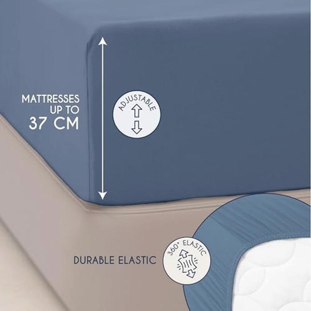 Boxspring Fitted Sheet 140x200 cm - 160x200 cm - 100% Katoen - afbeelding 2