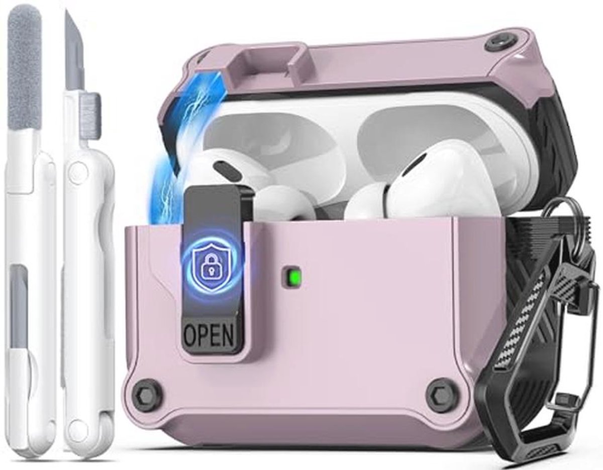 Compatibel Hoesje voor AirPods Pro 2 & 1 met Reinigingsset - Purper
