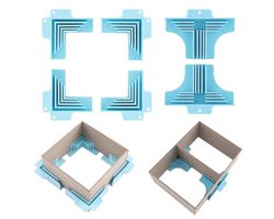 Hoek- en scheidingswandmontage klemmen en geleiders voor kartonnage en hoeken