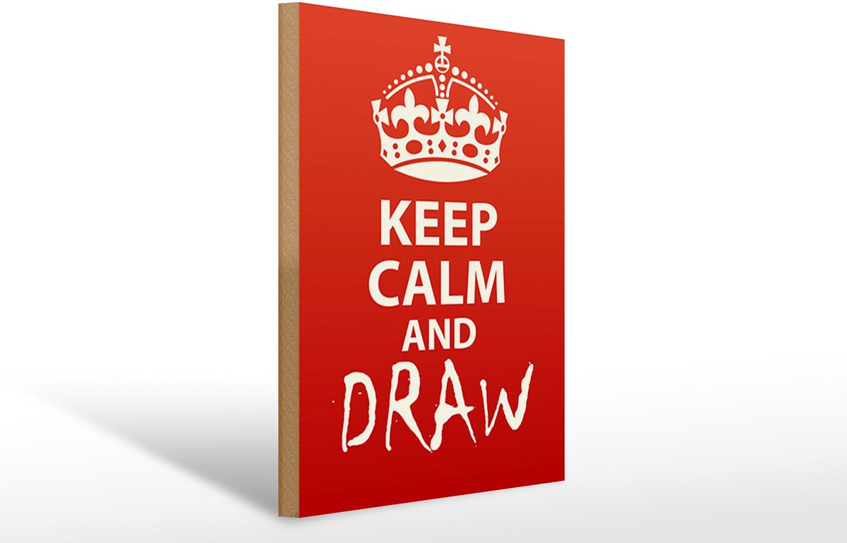 Holzschild Spruch 30x40cm Keep Calm and draw