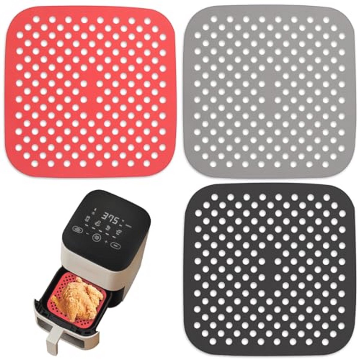 Siliconen mat voor heteluchtfriteuse - Herbruikbare anti-aanbak liners voor luchtfriteuse