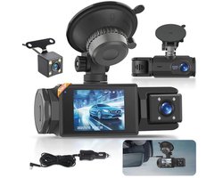 Dash Cam 1080P met 3 Kanalen, WiFi en Nachtzicht - Volledige HD Autobewakingscamera