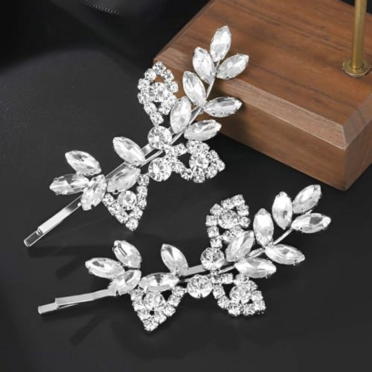 Elegante Strass Haarclips voor Bruiloft - 2 Stuks Parel Kristal Haarspeldjes