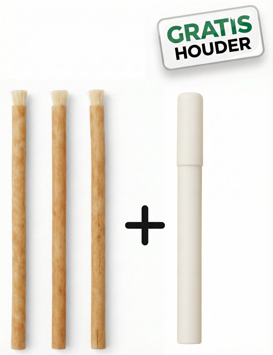 Miswak 3 Stuks + Bewaardos - Natuurlijke Miswak - Siwak Tandenborstels - Biologisch Tandenborstels