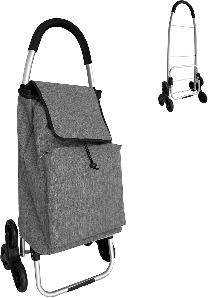 Boodschappentrolley - grijs - 45 l - opvouwbaar - met wielen