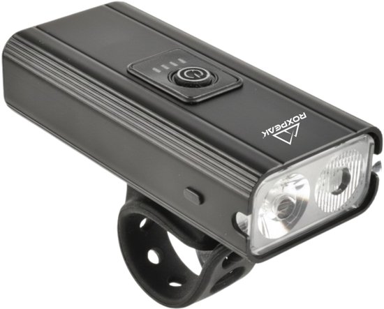 RoxPeak® fietsverlichting set - Voorlamp & Achterlamp - USB oplaadbaar - 1600 Lumen - 300 meter - Ingebouwde Powerbank 2400 MaH- 6 standen - waterdicht — afbeelding 4