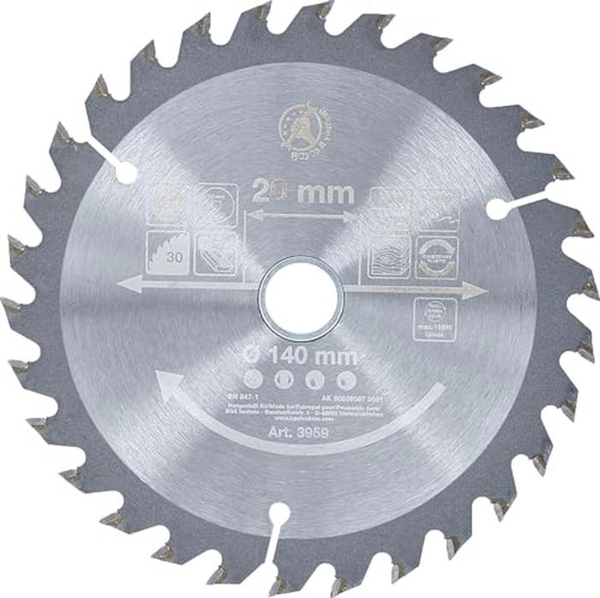 Hardmetalen cirkelzaagblad Ø 140 mm - 30 Tanden voor Houtbewerking