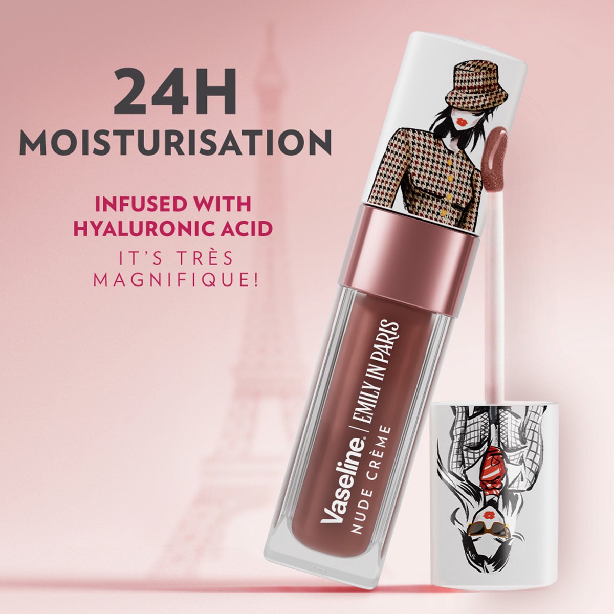 Vaseline x Emily in Paris Lip Oil Nude Crème, getinte lipgloss voor vollere lippen (1x4g) — cadeau in Verzorging - foto 3