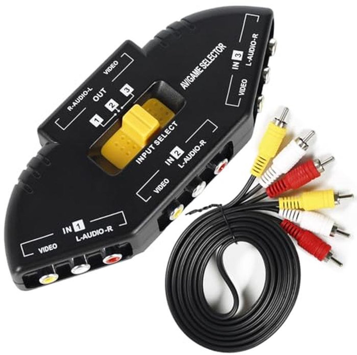 3-Way RCA Splitter met Audio en Video Controlebox