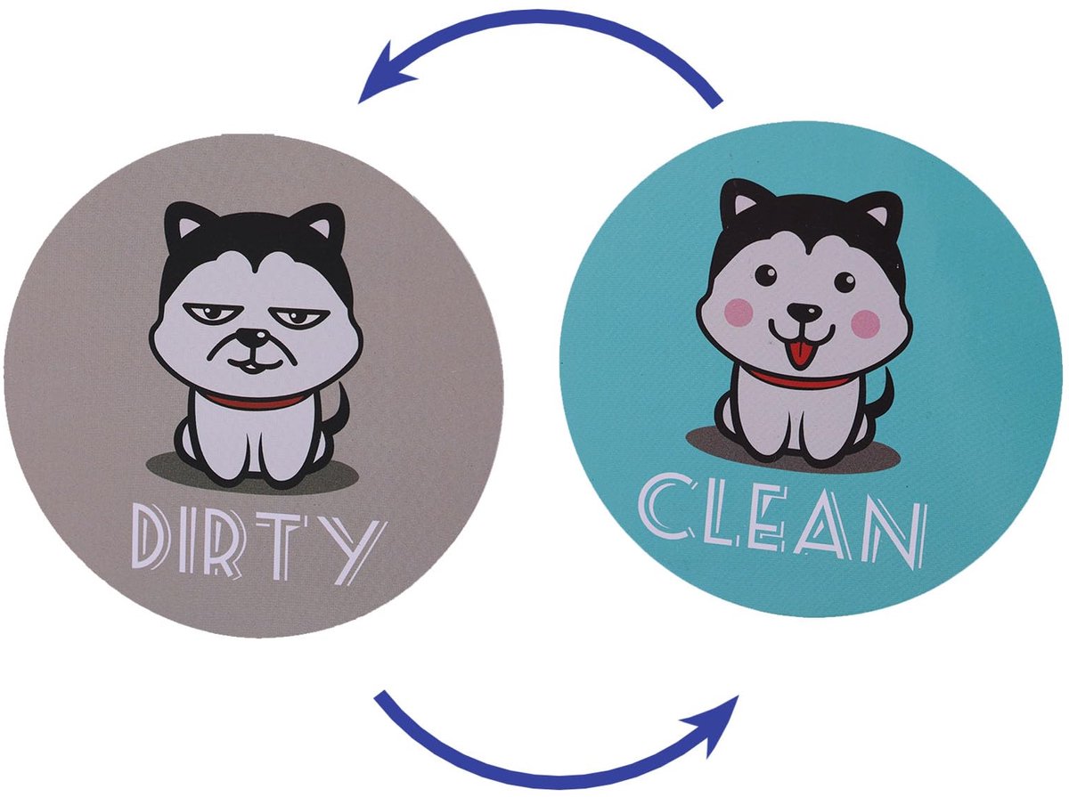 Flip Magnet Clean Dirty Sign voor vaatwasser, dubbelzijdig grappig hondenthema, omkeerbare Clean Dirty Magnet Indicator voor keukenkoelkast, wasruimte, huisdecoratie