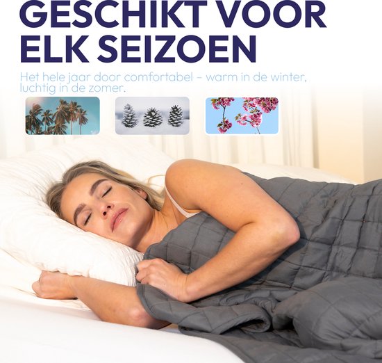 Comfeur Couverture lestée 7 kg 150 x 210 cm - Weighted Blanket - Couverture lestée - Couverture lestée - Couverture lestée - 4 saisons - Répartition de la pression du verre - Extra longue - Grijs