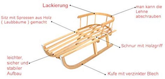 Houten Kinderenslee met Rugleuning en Voetenzak - Veilig en Comfortabel van Merkloos — afbeelding 2