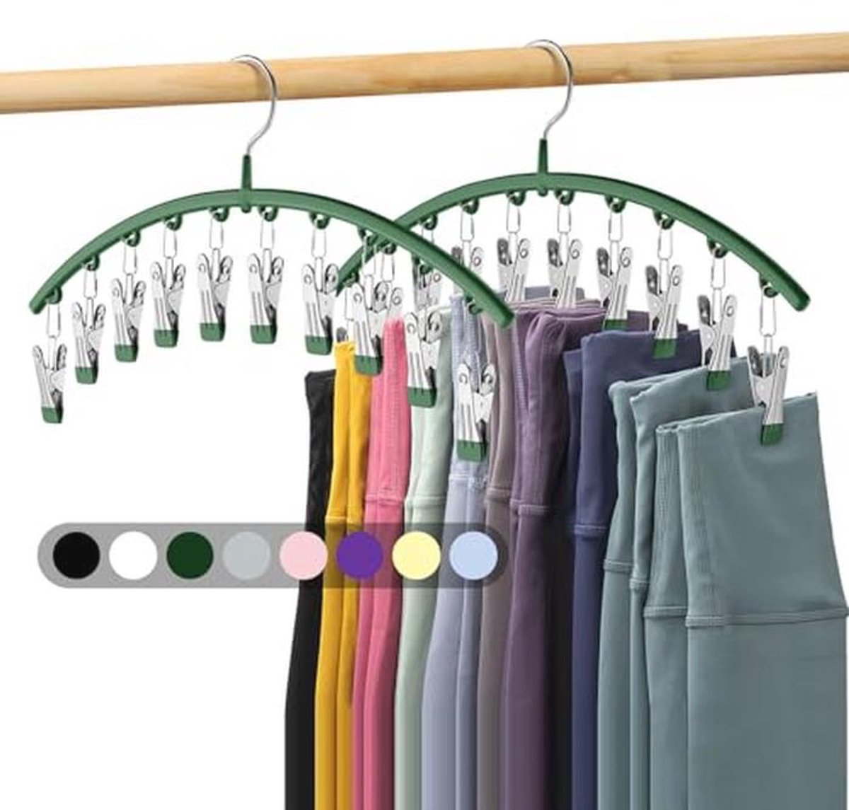 Legging Organizer voor Kast - Ruimtebesparende Hangers met 10 Clips voor 20 Leggings