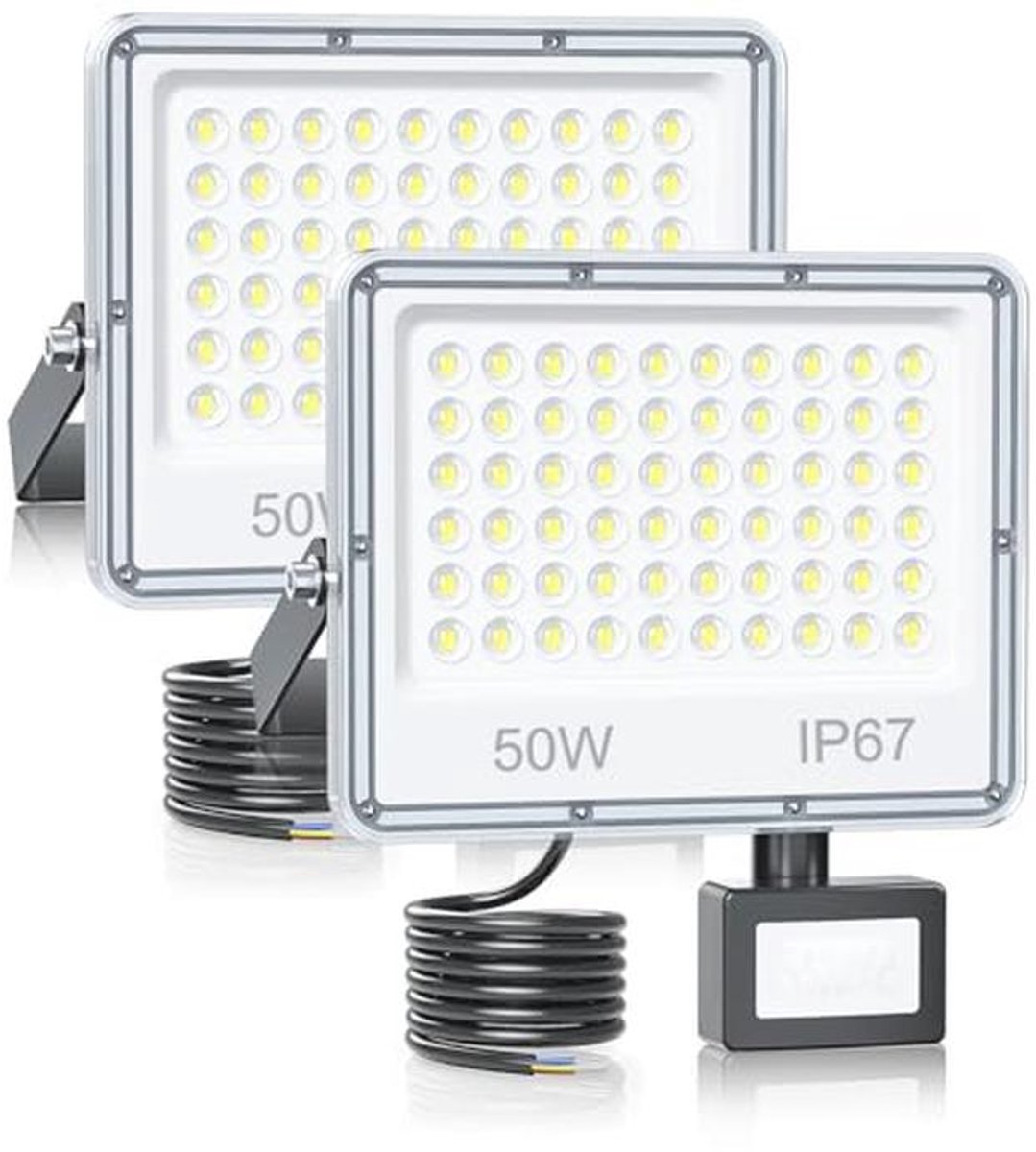 Led-spot voor buiten met bewegingssensor - 50W, 5000 lumen, IP67, 2 stuks