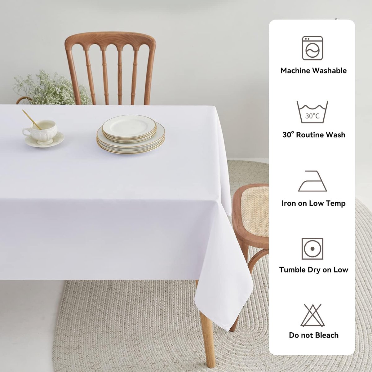 Famanu - Waterafstotend linnen tafelkleed voor eettafel of consoletafel