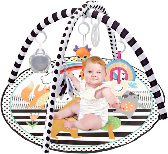 FUEGOBIRD - Baby Play Mat - Cute Baby Animals - Deluxe Gym - Colorful Interactive and Grasping Toy - Great Sounds - Developmental Play for Babies 2 Months+ - Square van Merkloos — afbeelding 2