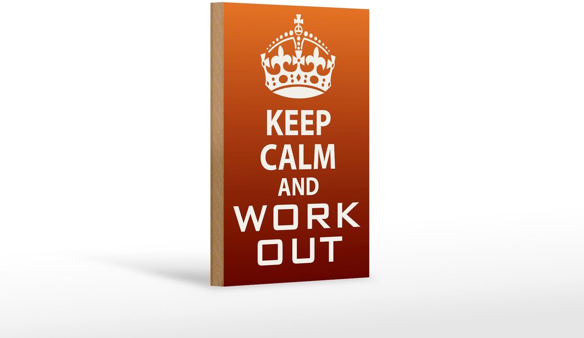 Holzschild Spruch 12x18cm Keep Calm and work out