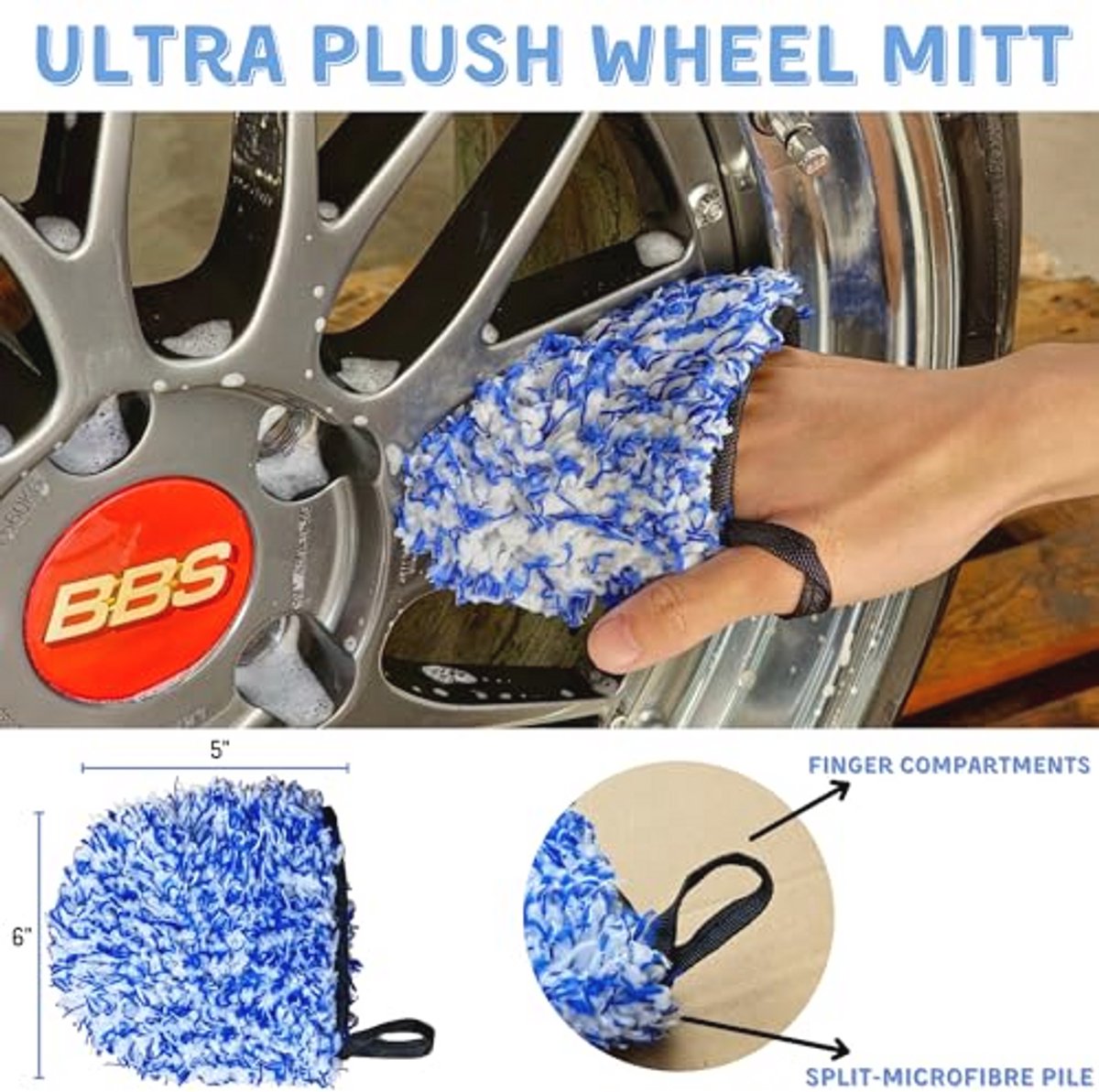 7-delige Auto Wielen en Velgen Reinigingskit met Was Mitt, Band Borstel en Microfiber Handdoek