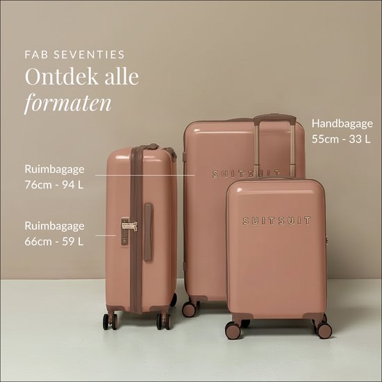 SUITSUIT Handbagage koffer 55x35x20 - Handbagage trolley - Lichtgewicht koffer - Reiskoffer - Veilig TSA cijferslot - Fab Seventies koffer Italian Clay - Rood