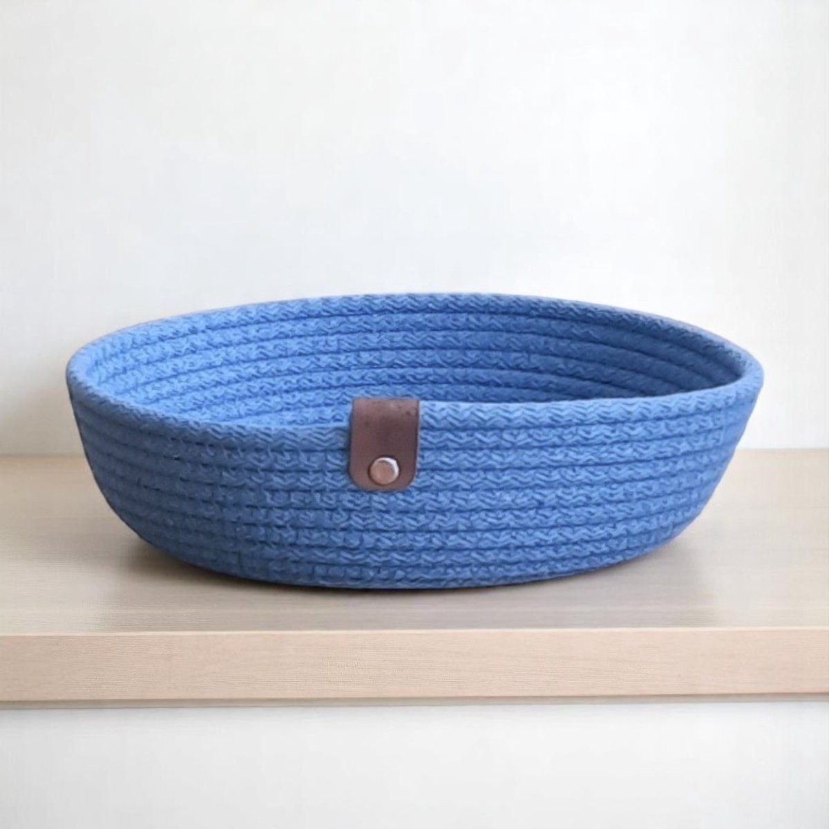 Hobbygaren – Handgemaakte Opbergmand Ø29 cm | Blauw| Middelgrote Katoenen Boho Mand / Woonmand | ca. 6L Inhoud