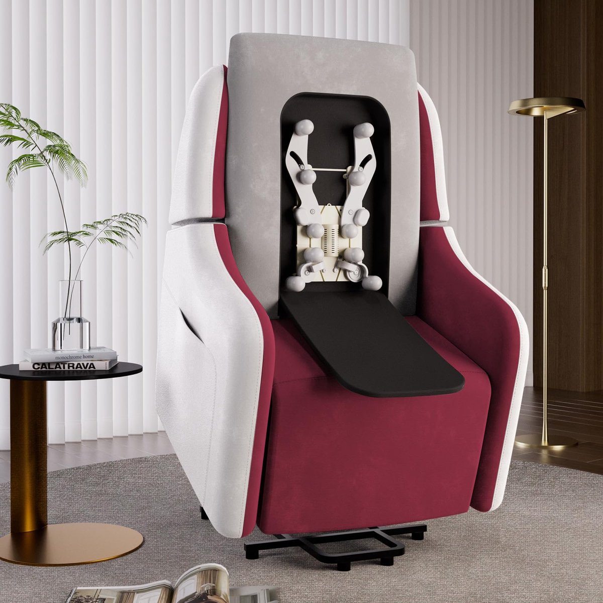 COMHOMA - Elektrische Massagestoel - Met Power Lift en USB - Rood Stof