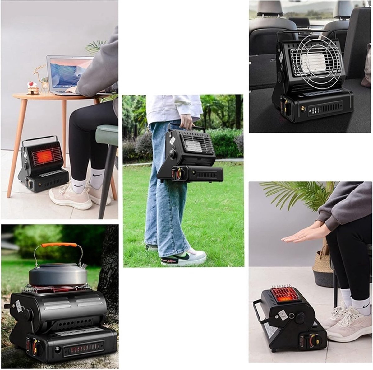 Borvat® Kamping Gaskachel - Heater - Kachel - Terrasverwarmer - Camping gaskachel - Buitenkachel - Gas Heater - Verstelbaar - Draagbaar - Zwart – foto 5