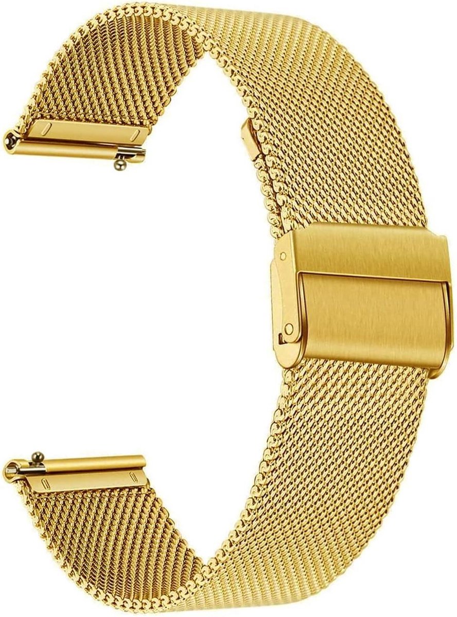 Nordivar - Metalen horlogebandjes met snelspanner voor heren en dames, 22 mm, goudkleurig, smartwatch en traditioneel horloge.